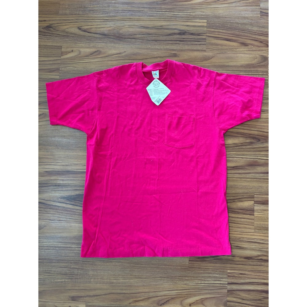 Vtg Fruit of the Loom casualwear pocket single stitch tee shirt deadstock USA XL